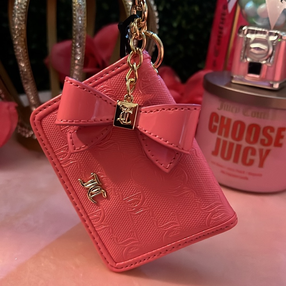 🩷🍒Juicy Couture Pink Card Holder with Bow Keychain - Picture 5 of 7
